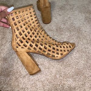 Camel colored chunky heel